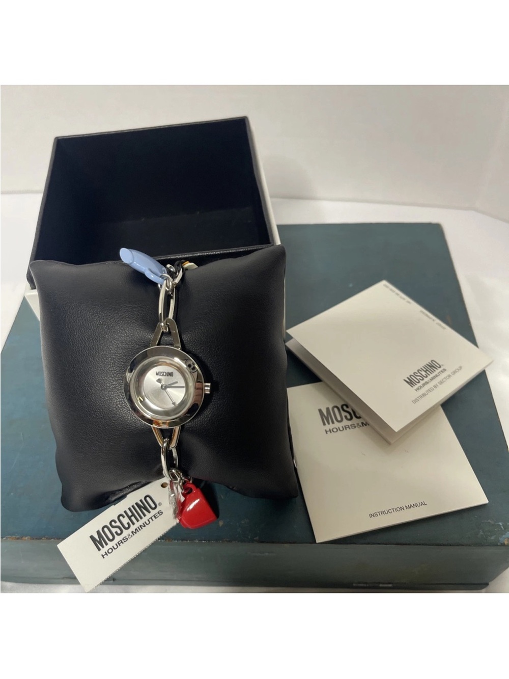 Moschino Hours & Minutes "Tea Time" Charm Bracelet Watch Vintage NWT Rare